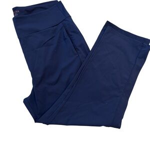 KINONA Navy Golf Pants XL Pull On Ankle 26” Inseam Stretch Side Zip Pocket USA